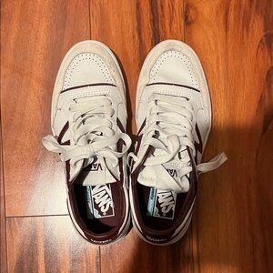 Vans White and Maroon Sneakers